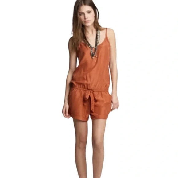 J. CREW Drapey Burnt Orange Sleeveless Romper Size XS - Picture 6 of 6